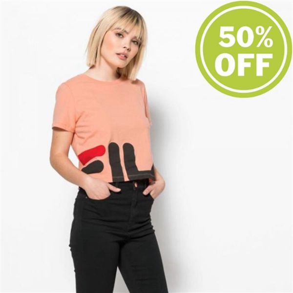 Fila Early Cropped Tee Cropped With Crew Neck Women's T-Shirts - Salmon,NZ 32-4712